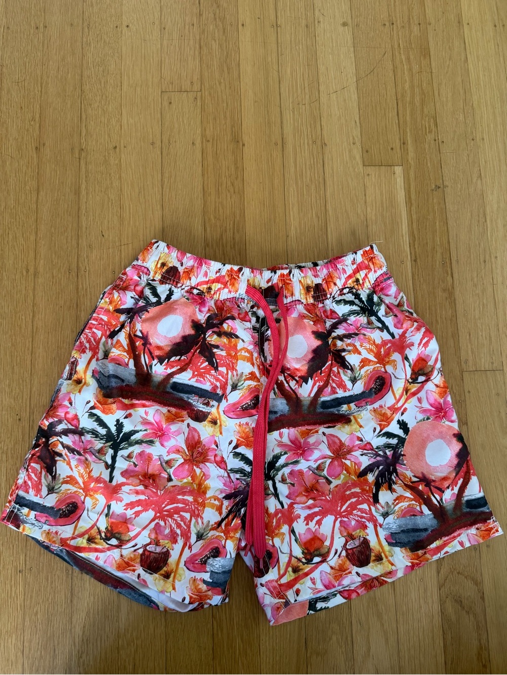 Men's Tropical Floral Swim Trunks - Pink Tropical